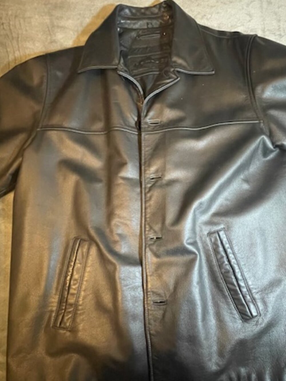 Britches Black Leather Coat, Men's, Large